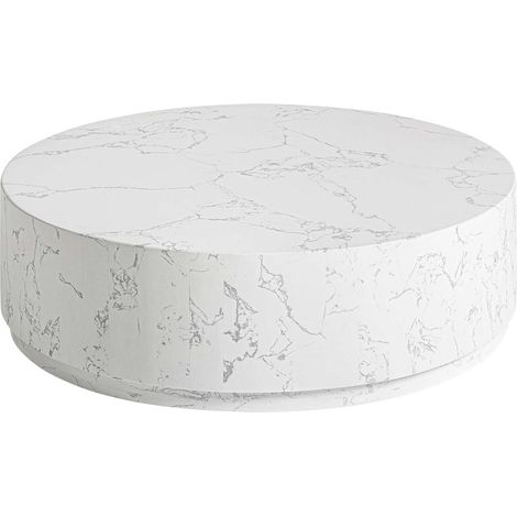 Table basse art déco en pierre blanche finition marbrée élégante - Blanc marbré effet travertin