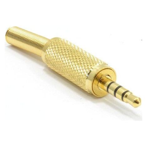 Conector audio jack 4 pines macho 3.5 mm estereo  Dorado (1/4)