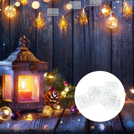 Ortviai Crochets Transparents Sans Perçage pour Guirlandes Lumineuses – 100 Pièces, Adhésifs, Réutilisables, Blanc