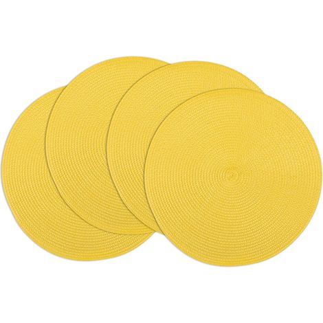 Lot de 4 sets de table ronds, lavables, antidérapants, résistants à la chaleur, 37 cm, jaunes (1/5)