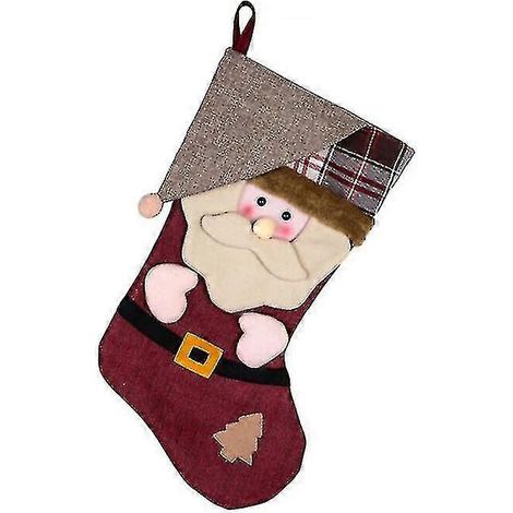 Calcetines navideños, juguetes, calcetines, dulces, bolsas de regalo, árbol de Navidad, decoración navideña colgante (Santa Claus) (1/3)