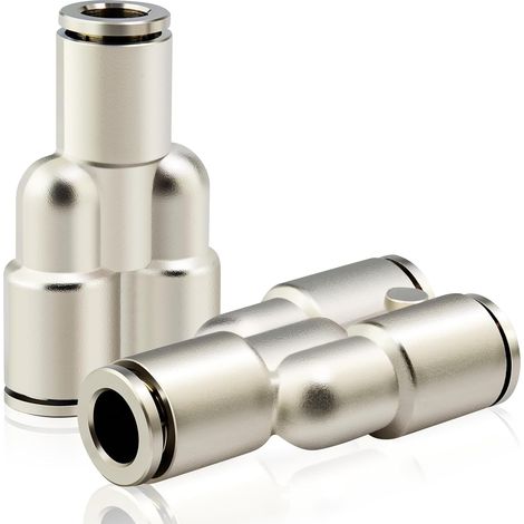 Cuivre nickelé 6mm od Raccords pneumatiques Push to Connect Tee Straight Union Connect PY-6 (Pack de 5) (1/5)