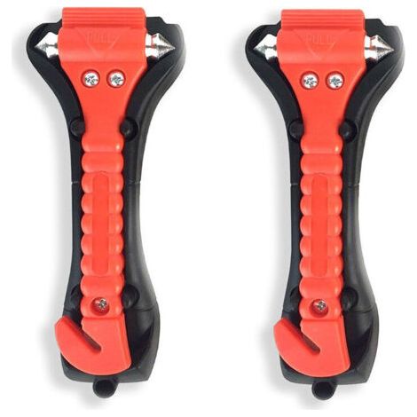 2 pièces Marteaux de Secours avec Brise Vitre Coupe Ceinture, Marteau de sécurité pour Voiture, Outils d’évacuation pour Auto (1/5)