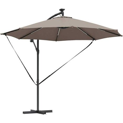 Parasol taupe 294 x 294 x 248 cm polyester et aluminium - Parasol de jardin protection UV terrasse extérieur ombrage (1/5)