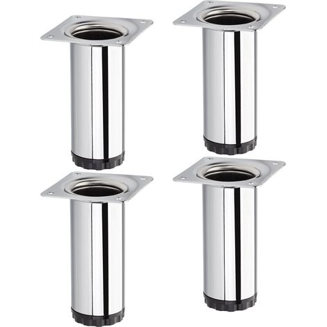 4er Pack - Möbelfuß BRAVO Höhe 100 mm (+ 10 mm) Ø 40 mm Chrom poliert höhenverstellbares Schrankbein aus Stahl Möbelbein belastbar bis 50 kg von SOTECH