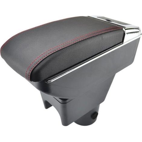 Accoudoir De Console Centrale En Cuir Noir avec double couches Spécifique pour Renault Dacia Duster 2010-2015(avec coutures rouges) (1/4)