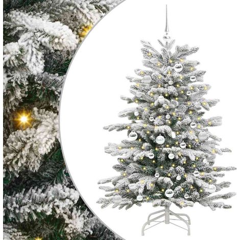Sapin de Noël Arbre de Noël Artificiel à Branches Articulées Blanc 150 cm (1/5)