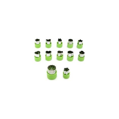 Set mit 12 Gemüse-Ausstechformen – Keksausstecher, Obstform, Schokoladenausstecher, Tortendekorationsform (Grün) – Crezuo
