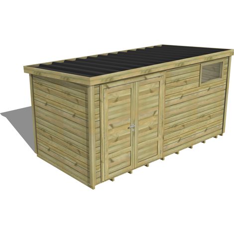 ABRI DE JARDIN bois traité 27mm, Essentiel, 4,3x2,1m, 9m2, Plancher (1/3)