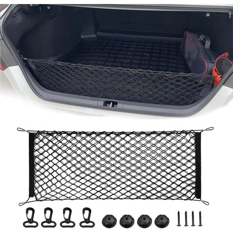 Filet de chargement arrière de voiture, accessoires extérieurs de voiture, filet de rangement de coffre avec crochet pour SUV, voitures et camions (89,9 x 40,1 cm) (1/5)