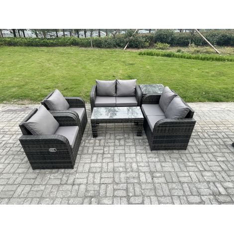 Fimous 6 Stück Polyrattan Gartenmöbel Set Rattansofa, Tisch und Sesseln Gartentisch Terrassenset (1/5)