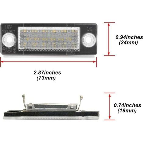 Deux feux de plaque d'immatriculation à LED adaptés aux bus Volkswagen, Multivans, Transporter T5 T6, Caddy MK3 MK4, Golf Plus, Passat B5 B6, Jetta et Superb MK1, interface CAN bus, patch 18-SMD. (1/3)