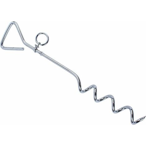 Anclaje en espiral para perros, estaca de acero inoxidable para atar perros, ancla en espiral para exteriores, jardín, camping, aleación de zinc, para atar perros (plata) (1/4)