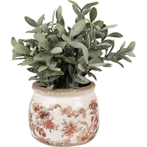 Pot de fleurs céramique beige rose 12x12x10cm (1/3)