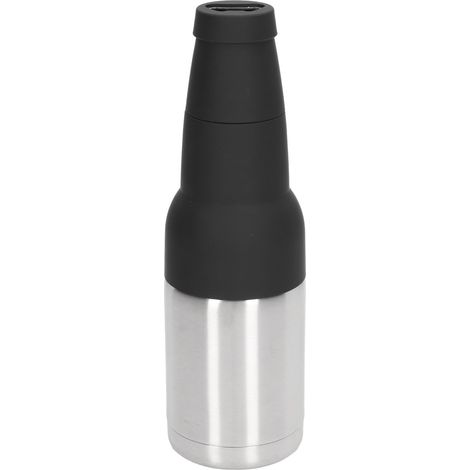 3-in-1 doppelwandige, isolierte Edelstahl-Trinkflasche, Getränkedosenkühler, Bierglas mit Flaschenöffner, 300-400 ml, Farbe: gebürsteter Stahl. (1/5)