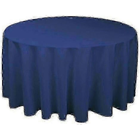 新标题：Nappe Ronde Polyester 140 CM, Couleur Bleu Marine, Résistante, pour Mariage et Réception (1/5)