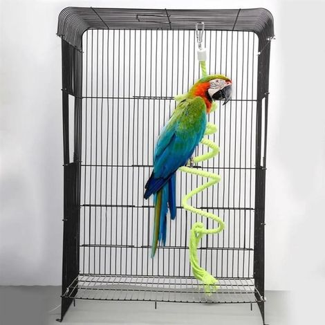 150cm Green Cotton Rope Climbing Toy, Flexible Bird Activity Perch for Cockatiels & Small Parakeets (1/3)
