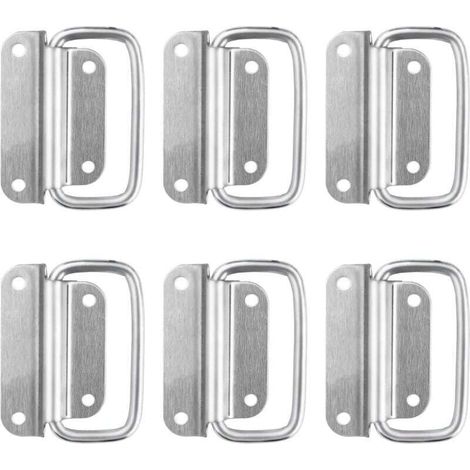 maniglie pieghevoli in acciaio inox, XU, 8 cm × 6,3 cm, utilizzate per tutti i tipi di maniglie per scatole, maniglie per cassette degli attrezzi, maniglie per porte e maniglie per cassetti, argento - (1/4)