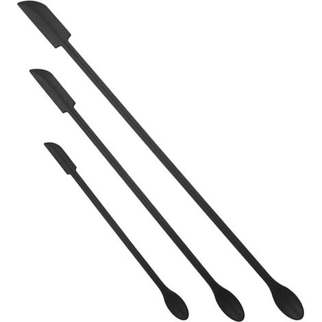 Lot de 3 raclettes en silicone pour bouteilles, pots et casseroles, grattoirs flexibles compatibles lave-vaisselle, outils pratiques pour récupérer les aliments, noir, 30 cm (1/5)