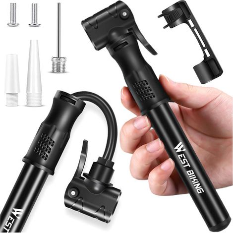 Pompa per bicicletta Alogy Mini 100 psi in alluminio con maniglia, nera (1/5)
