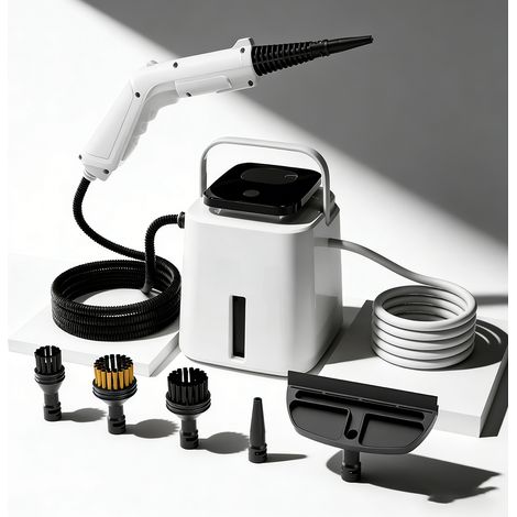 Nettoyeur Vapeur portable LCD éliminé 99 haute pression et température multi-surfaces pour maison voiture Salon BLANC (1/5)