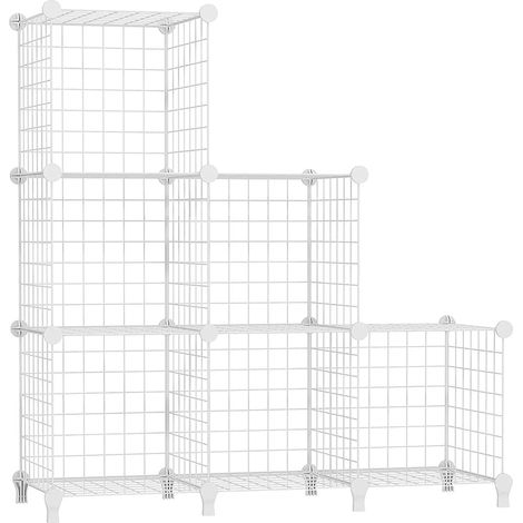 Étagère Modulable Meuble Cube 6 Étagères Métalliques de Rangement pour Bureau, Salon et Chambre, Blanc USCIH06WE (1/5)