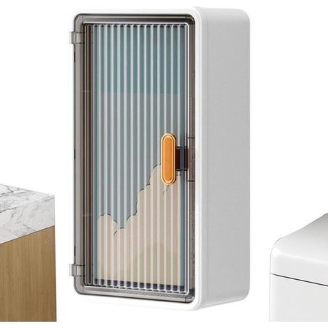 Soporte para papel higiénico - Caja para pañuelos de pared - Organizador de espacio - Estante impermeable - 36,5 cm de alto - Blanco (1/5)