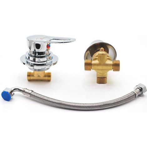 Full Copper Thread Split 3 Functions Diverter Two Piece Shower Room Mixer Tap Ceramic Cartridge Faucet Hot and Cold Water Mixer Brass Faucet Chrome (1/4)