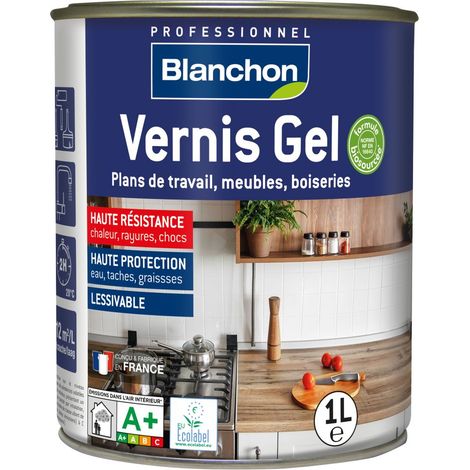 Blanchon – Vernis gel biosourcé chêne moyen 1 L – Résistant à la chaleur et aux chocs – Application facile – Pour meubles et objets