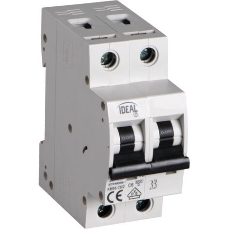 Disjoncteur modulaire 6A - 2 modules - Courbe C - Rail TH35 - Kanlux (1/2)
