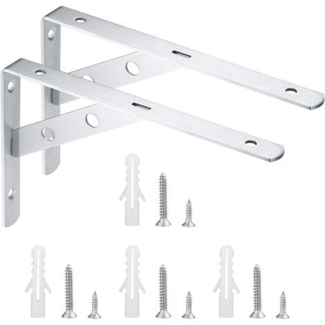 2 Pièces Supports Équerre Murale, Équerres Étagère de Fixation Murale, Console Support d'Angle Brace, Equerre Charge Lourde, 90 Degrés Support d'angle Mural Métal - 200x135 mm (1/4)