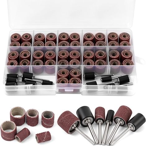 144Pcs Tambour De Ponçage avec Boîte, Manchons Abrasifs (1/5)