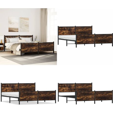 vidaXL Metallbett ohne Matratze Räuchereiche 180x200 cm (1/5)
