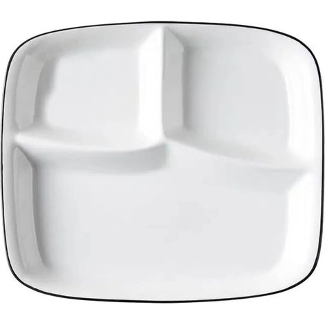 Plateau de service en porcelaine, assiette à collation avec 3 compartiments, assiette de menu divisée, assiette de service en céramique (1/5)