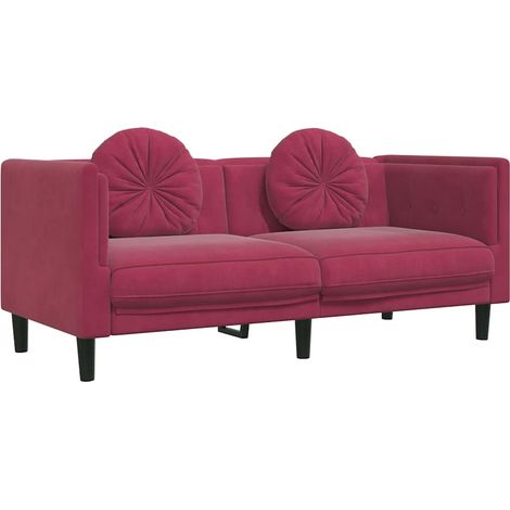 Canapé avec coussins 2 places,Sofa pour Salon,Banquette rouge bordeaux velours CFW593084 (1/5)
