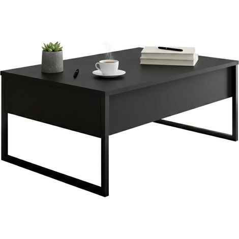 Dmora - Wohnzimmertisch Canis, Niedriger Wohnzimmertisch, Kaffeeregal, Couchtisch für Sofa, 90x60h40 cm, Anthrazit und Schwarz, mit verstärkter Verpackung