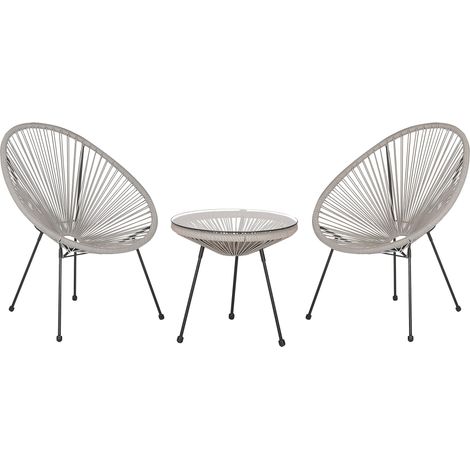 Bistro Set ACAPULCO II PE Rattan Light Grey (1/5)