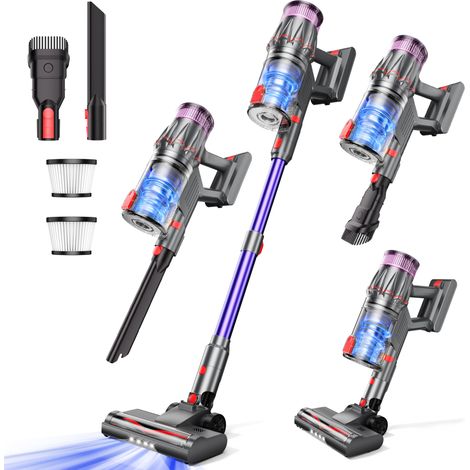 Aspirateur sans Fil 300W - Lumière Verte, Anti-Acariens, Grande Aspiration, pour Maison - Alovez (1/4)