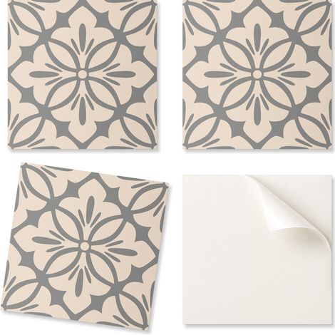 Baldosas de vinilo autoadhesivas - Decoraci贸n de pared para oficina con estampado floral y detalles 4x50x50 cm
