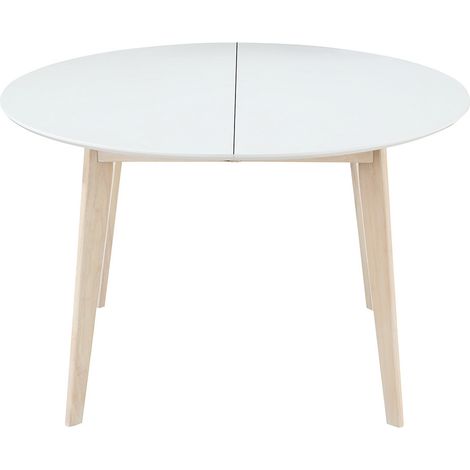 Tavolo da pranzo design rotondo allungabile bianco e legno L120-150 LEENA (1/4)