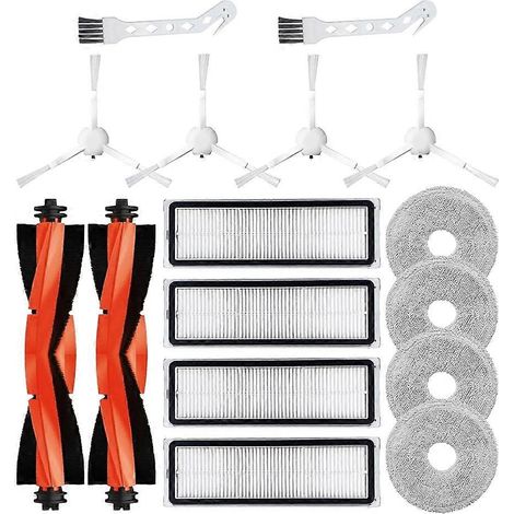 Filtre, brosse principale, brosse latérale et chiffon de rechange pour aspirateur robot Xiaomi S20, S10 Plus et S10.