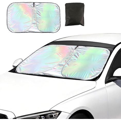 Laser Pare Soleil Voiture, 145 × 80 Cm Pliable Pare Soleil Voiture Pare Brise Avant, Réfléchissant Bloquant Les UV Chaleur Pare-Soleil pour Pare-Brise Adapté à La Plupart des Véhicules (1/5)