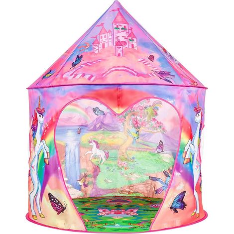Tente pour Enfants, Rose avec Motif de Licorne pour Filles, cabane Enfant intérieur,Tente Jeux Exterieur (1/5)