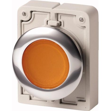 Bouton poussoir lumineux 30mm flush a rappel orange sans inscription EATON M30C-FDL-A