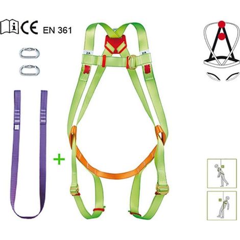 arnes seguridad frontal/dorsal en361 elemento amarre + 2 mosquetones