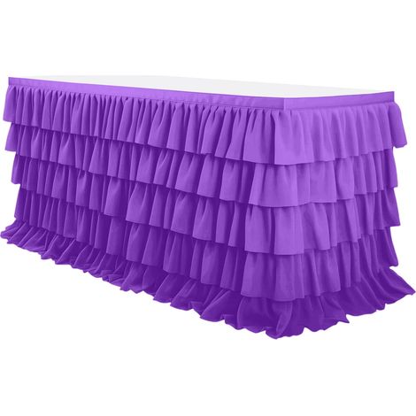 Nappe Plissée - Cinq Couches - Pour Table Ronde Carrée ou Rectangulaire - Décoration de Mariage Fête et Réveillon - 140 x 240 cm (1/2)
