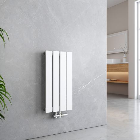 EMKE Radiateur eau chaude en acier Tube plat Montage mural Horizontal design Blanc 60x30cm Unique Couche