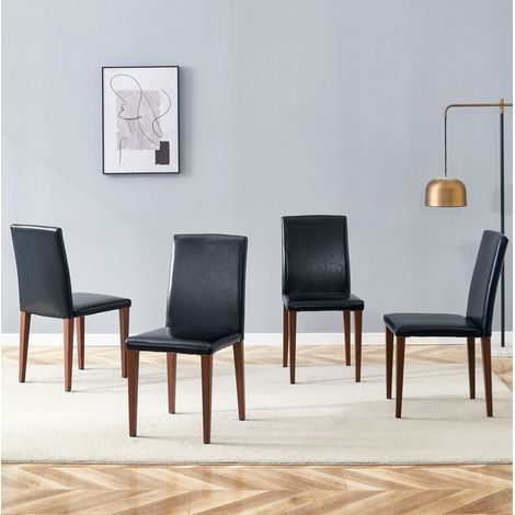 Chaises salle manger lot de 4, PU noir, OKMYHOME (1/5)