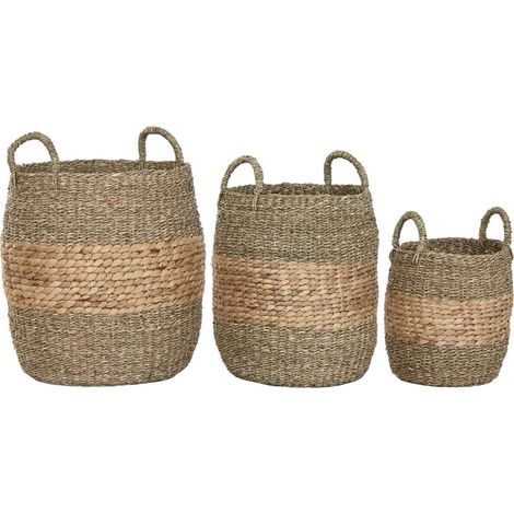 Panier jacinthe d'eau naturel style tropical pour rangement élégant - Naturel jacinthe d'eau tressée (1/4)