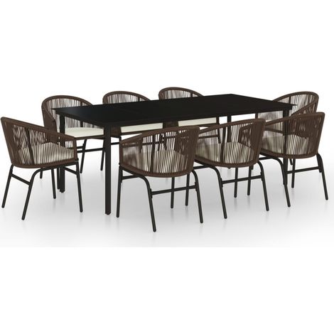 Maison Exclusive - 9-tlg. Garten-Essgruppe Braun